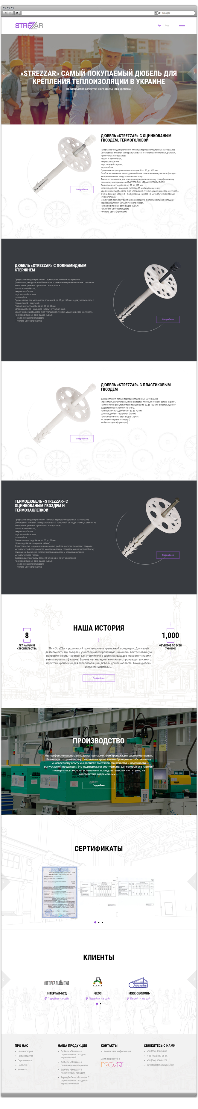 ТМ "STREZZAR" производитель фасадного крепежа